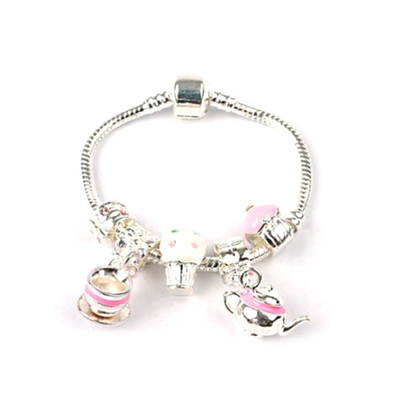 Children's Pink Easter 'Bunny Dream' Silver Plated Charm Bead Bracelet