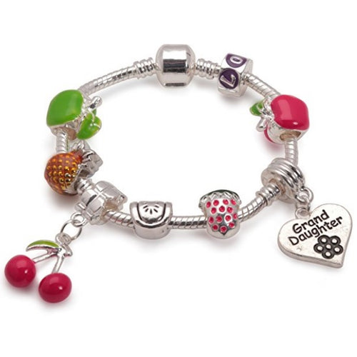 Children's Granddaughter 'Tutti Frutti' Silver Plated Charm Bead Bracelet
