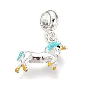 Silver Plated Yellow and Blue Enamel Fairytale Princess Dress Drop Charm