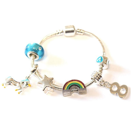 Magical Unicorn 10th Birthday Gift Silver Plated Charm Bracelet