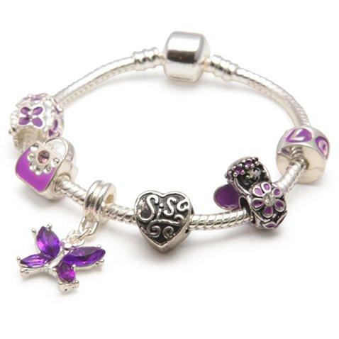 Sis Purple Fairy Dream Silver Plated Charm Bracelet For Girls