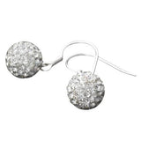 925 Sterling Silver White Czech Crystal Disco Ball Earrings